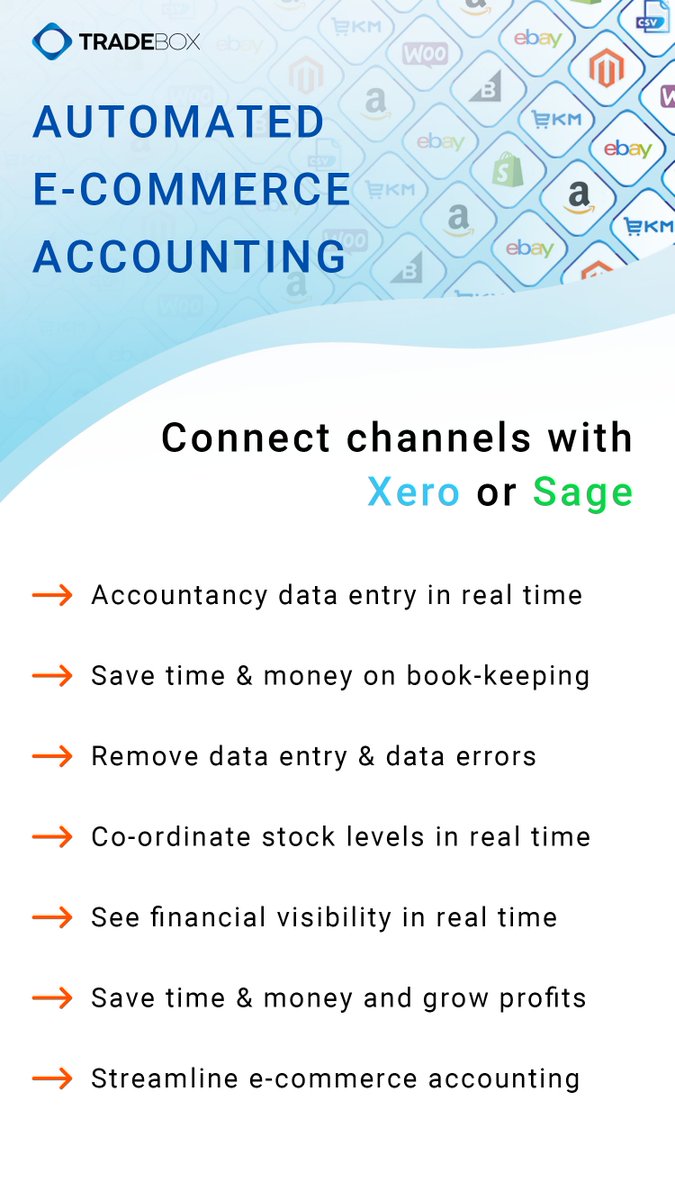 Tradebox Limited takes the pain out of Bookkeeping, Order Management and Stock Control for UK online retailers who trade on AMAZON Sellers &amp; FBA Community, eBay UK Sellers and other websites and use Sage or Xero. Try for Free today tradebox.co.uk/try-for-free/