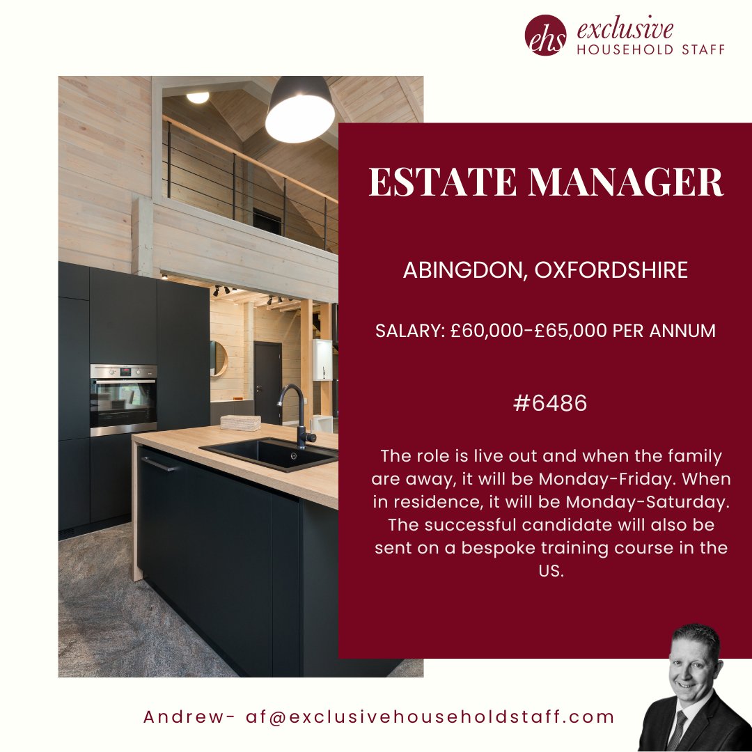 Our client is seeking an experienced Estate Manager to work at their property in Abingdon, Oxfordshire.

exclusivehouseholdstaff.com/vacancies/view…

#estatemanager #privateestatemanager #privatestaff #privatehouseholdstaff #oxfordshireestatemanager #oxfordshirejobs #domesticstaff #recruitmentagency