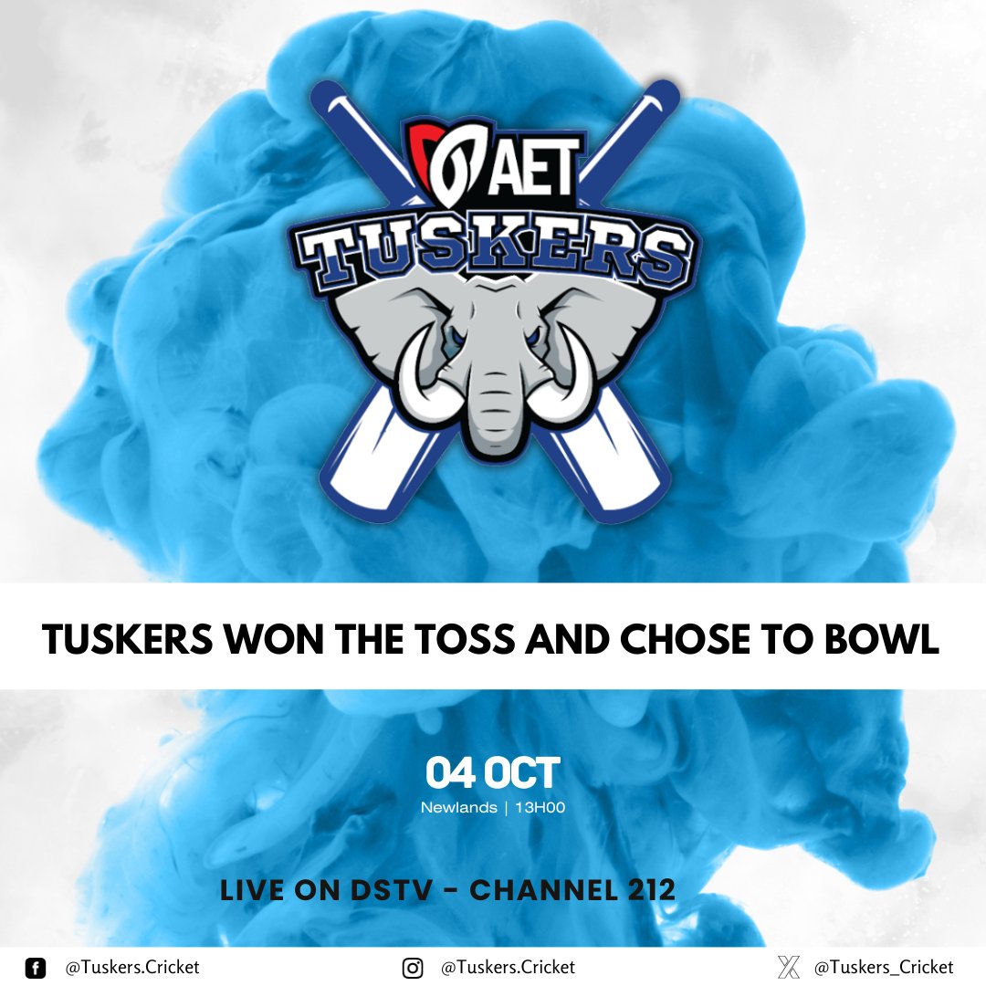 Toss done and we bowl first! 🏏
. . .
Good Luck to the boys in blue! 💙
. . .
#WeAreTuskers #DivisionOne #CSAOneDayCompetition #AETTuskers