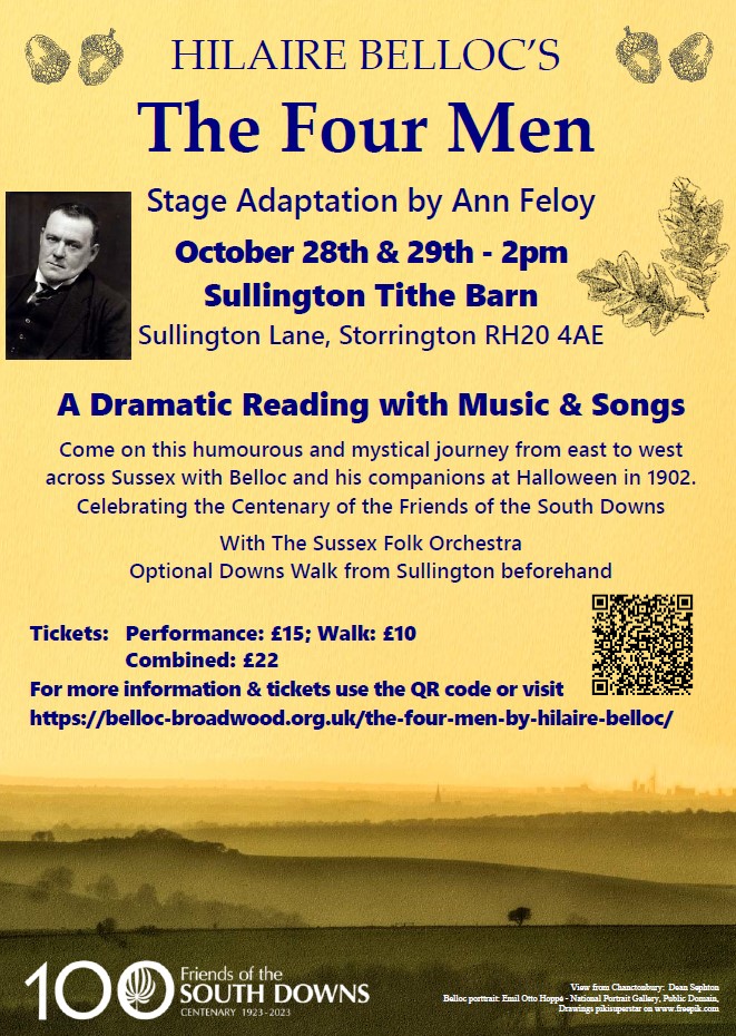 Join us for Hillaire #Belloc's The Four Men as adapted for the stage Oct 28 and 29! For more info, visit: 
friendsofthesouthdowns.org.uk/public-events/
#hillairebelloc #thefourmen #southdowns
