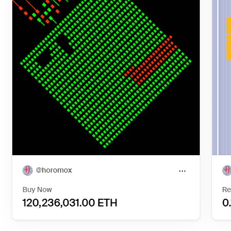 horomox's tweet photo. The listing has became active just now 🟩
You can try get an artwork that worth the total circulating ETH supply for 0.1 eth.
(only @foundation makes it possible)
At @pepefestlol organsed/curated by @BnoiitC @NFTFactoryParis @avant_galerie @albertinmeunier @Zelectric_xyz @ThuyTienvC @0x4rt @eleonorabrizi
#PepeFest #PepeFestlol #rarepape #fakepepe