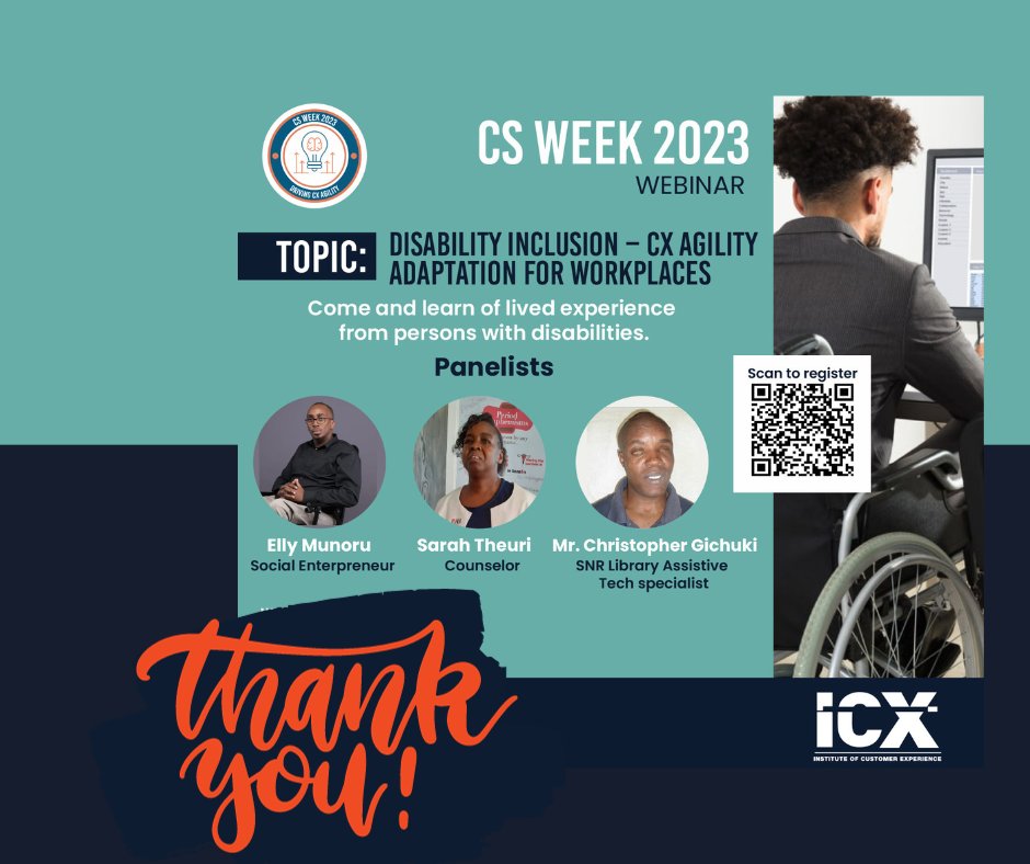 Thank you to everyone who attended today's #CSWeek2023 webinar session as we had an insightful panel discussion led by <a href="/inclusionchamp2/">Inclusion Champions Society -I.C.S</a>  on the topic "Disability Inclusion - #CXAgility Adaptation for Workplaces"
#DrivingCXAgility #SEAwards2023