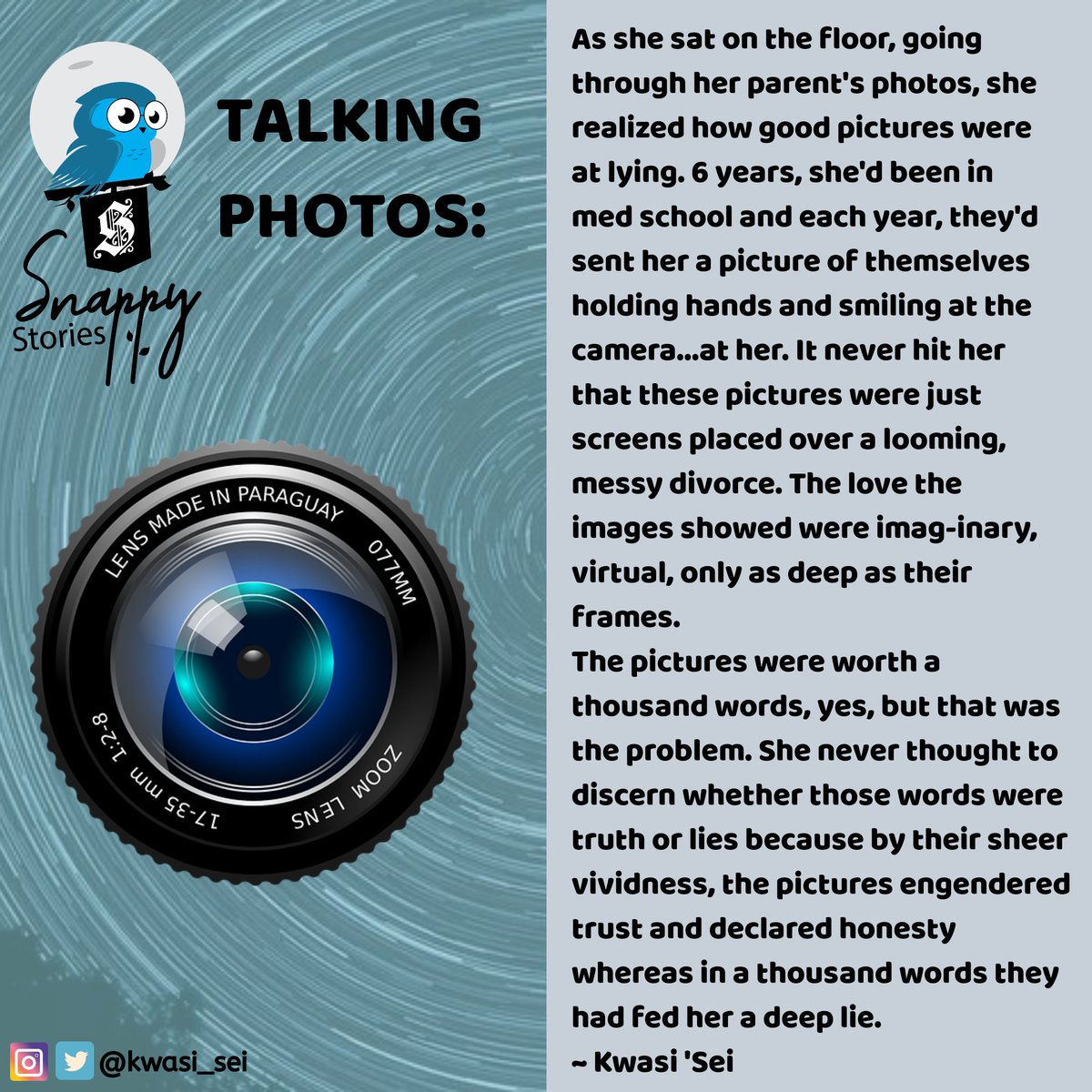 Would you know a lying picture when you see one? #snappystories #microfiction #kwasisei #writerscommunity #writings #writersofinstagram #shortstories #pictureperfect #pictureoftheday #memoriesforlife #shortstories #africanwriters #africanwritersfeature #africanwritersoninstagram