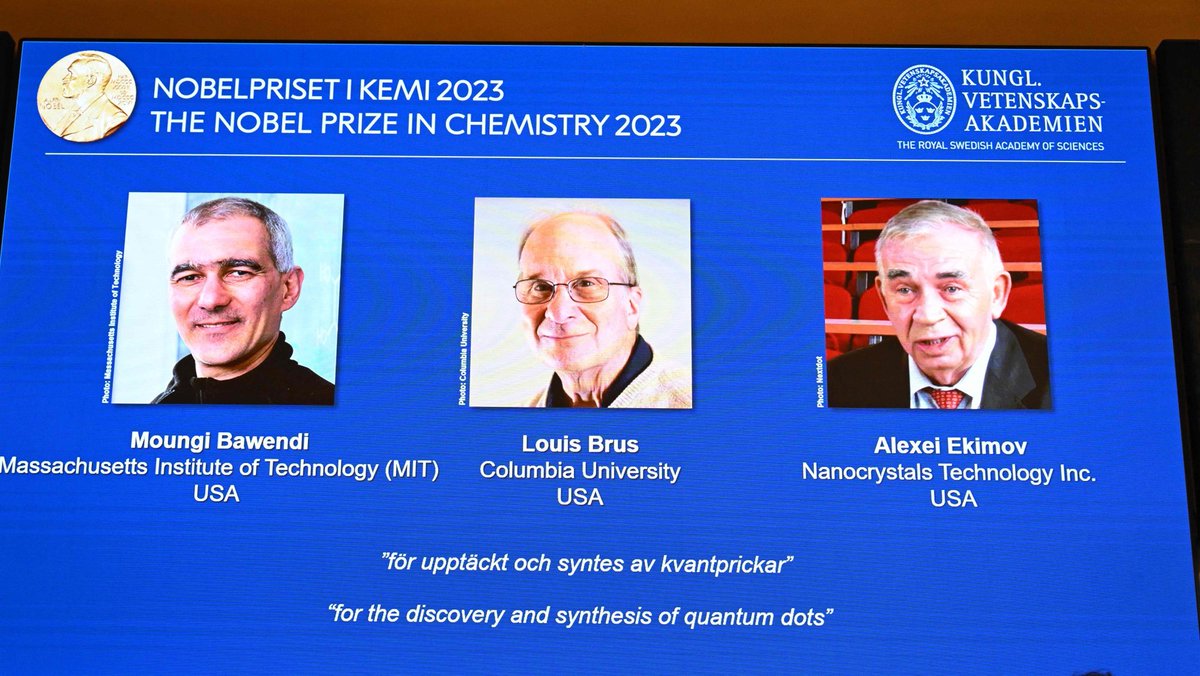 TapNewsAgency's tweet photo. #Tunisian-#American scientist Moungi Bawendi was awarded, along with American Louis Brus and #Russian Alexei Ekimov, the 2023 Nobel Prize in Chemistry for "the discovery and synthesis of quantum dots." https://t.co/ZyRjGtQu9t https://t.co/gycJYtmSYj