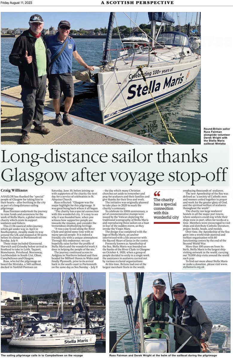 MRC-Uni of Glasgow Centre for Virus Research (@cvrinfo) on Twitter photo โ๏ธ | <a href="/DerekCVR/">Derek Wright</a> was a crew member on the recent Glasgow to Stranraer leg of the Round Britain Sailing Pilgrimage, alongside sailor Russ Fairman to celebrate the charityโs 100+ years of service.
<a href="/StellaMarisOrg/">Stella Maris</a> provides support to seafarers, fishers & their families worldwide. โ๏ธ | <a href="/DerekCVR/">Derek Wright</a> was a crew member on the recent Glasgow to Stranraer leg of the Round Britain Sailing Pilgrimage, alongside sailor Russ Fairman to celebrate the charityโs 100+ years of service.
<a href="/StellaMarisOrg/">Stella Maris</a> provides support to seafarers, fishers & their families worldwide.
