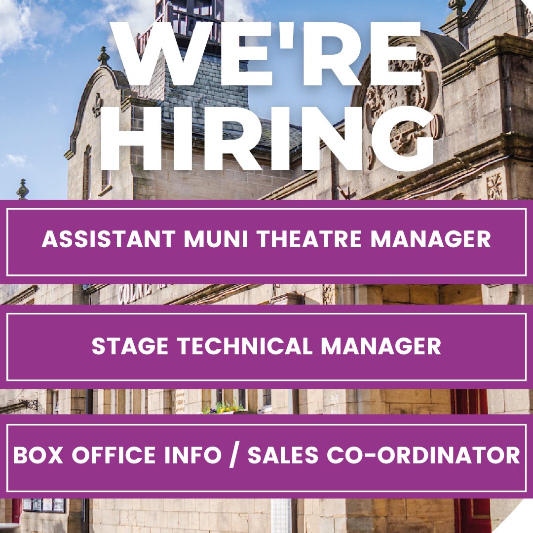 🌟 @colnemuni is hiring!! Check out the positions available below:

🎭 Assistant Theatre Manager
✨ Stage Technical Manager
🎟️ Box Office Information / Sales Co-Ordinator 

📧 See below to find out more about the positions and to apply:
pendleleisuretrust.co.uk/about/jobs/