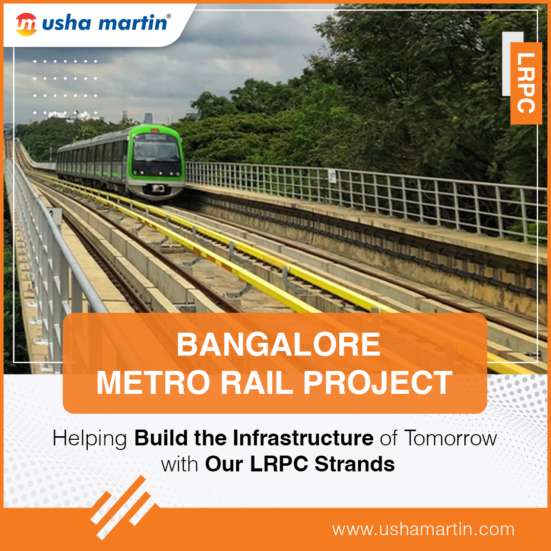 UshaMartinLtd's tweet photo. Thrilled to be a part of the Bangalore Metro Rail project – a modern engineering marvel adding great value to the city – with our high-performance LRPC strands that can withstand dynamic load & impart structural strength!
For more, visit: https://t.co/a0FErPzDc8
#ushamartin #lrpc https://t.co/lr8YDuBP73