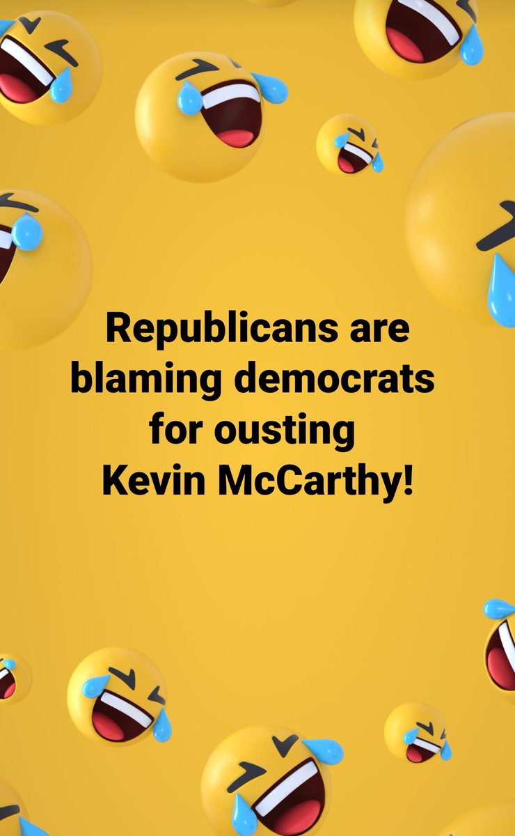 Eight republicans voted to oust McCarthy, but it's the democrats fault. The republican clown car continues down the road to their circle tent! #GOP #GOPDomesticTerrorists #GOPClownShowContinues