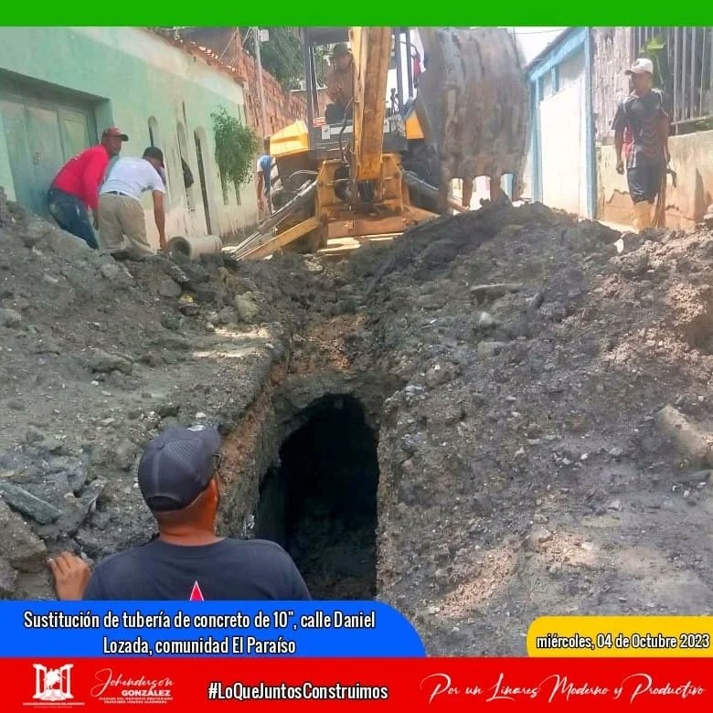 #4Oct | Avanzamos con la sustitución de tubería de concreto diámetro 10 "en la calle Daniel Lozada de la comunidad El Paraíso, Gracias al Pdte. <a href="/NicolasMaduro/">Nicolás Maduro</a> y a la Gob. <a href="/Soykarinacarpio/">Karina Carpio</a> ¡Seguimos Avanzando!
#LoQueJuntosConstruimos
#SomosMayoríaDePaz