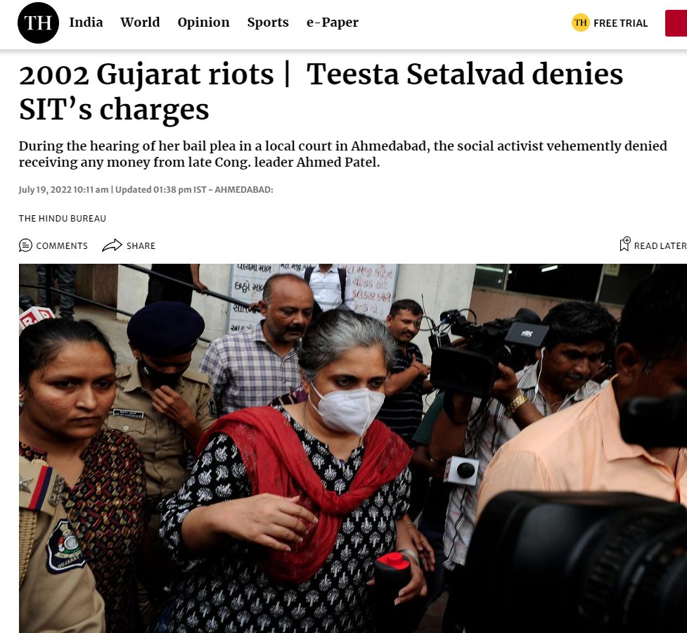 See how newspapers of the likes of #TheHindu cover news of @SadhviPragya_MP ji on one hand & #TeestaSetalvad on the other.

'I don't know' to all the questions posed to the @BJP4India MP!

Social activist 'vehemently denied'!

Difference is so annoyingly lucid!

@StringReveals