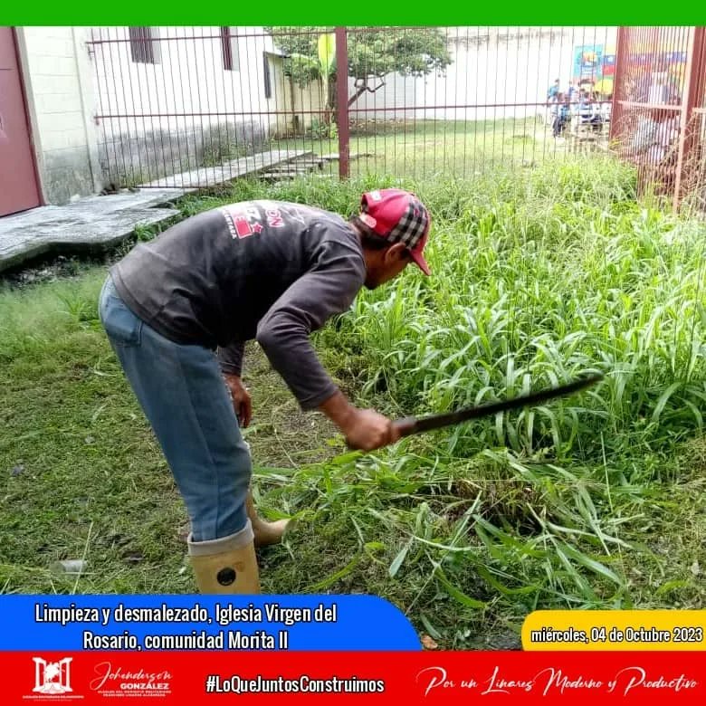 #4Oct | Sin descanso continuamos realizando limpieza y desmalezado desde la comunidad Morita 2, Iglesia Virgen del Rosario ¡Trabajando por un #LinaresLimpioModernoYProductivo!
#LoQueJuntosConstruimos
#SomosMayoríaDePaz