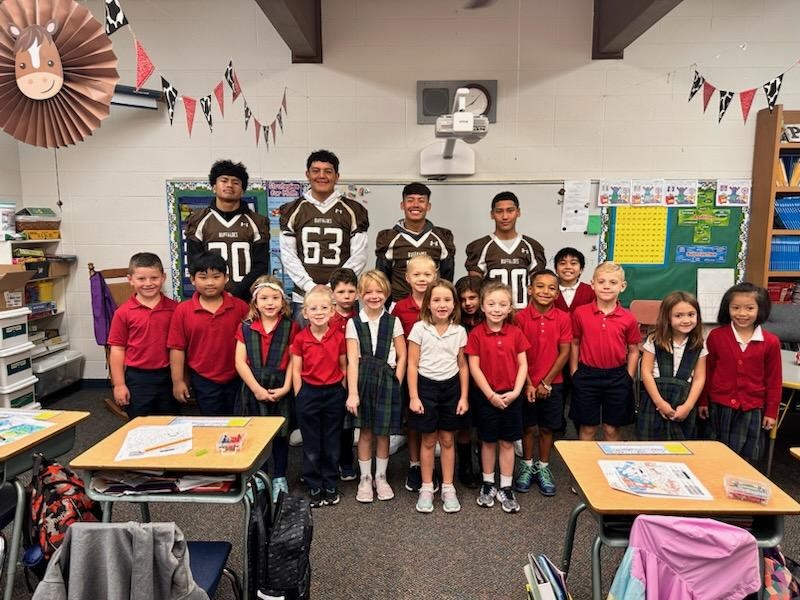 It's High Five Wednesday. We pulled double duty and also welcomed the kids from St. Dominic's to school. We hope you have a great day St. Dominic's! #1Herd