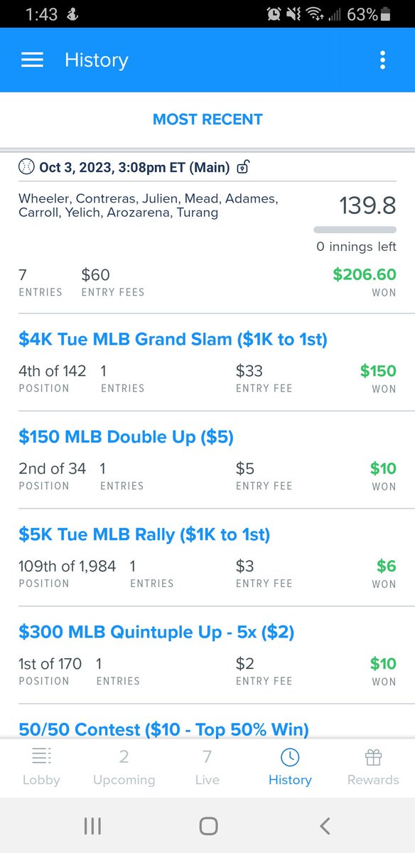 PainTrain05's tweet photo. @IamLegendDFS @ClubLegendDfs turned the heat up last night for MLB Playoffs!! https://t.co/6QIZo9dxBy