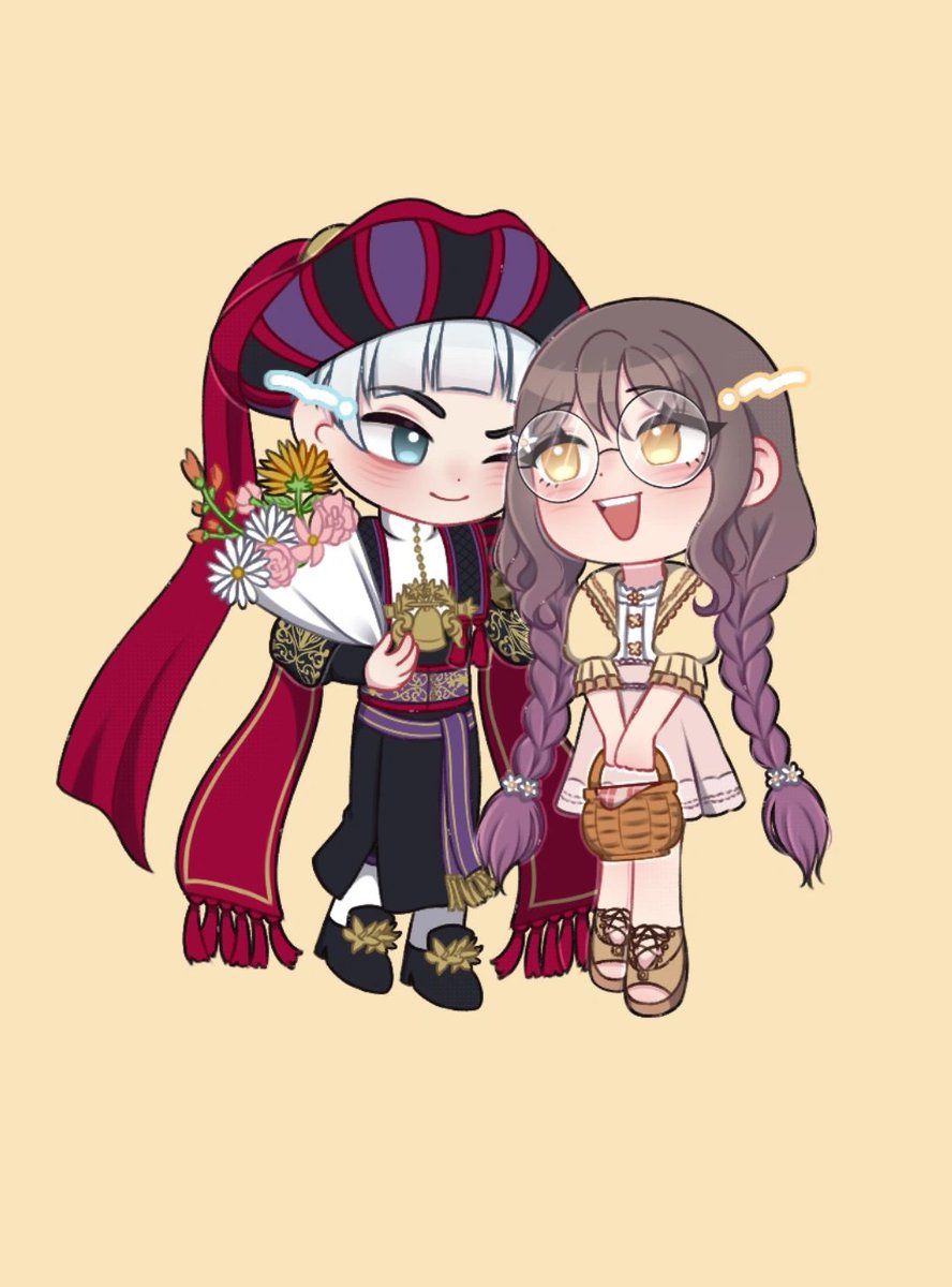 [🔔🌼RolloMiyuu]
I received this precious comission the other day!!
Look at them😭 they look so happy and cute together 🥺Rollo's so soft with Miyuu
#twst夢