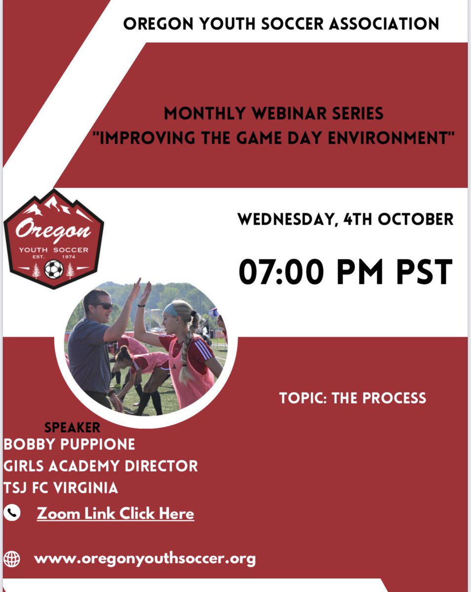 Vanessa Mann (@vmann11) on Twitter photo Thrilled to have <a href="/bobbypup/">Bobby Puppione</a> as our guest speaker tonight for this months “Improving the Game Day Environment” series! Bobby will be sharing his journey to include his current role as academy director at @TSJ_FCVirginia. Thrilled to have <a href="/bobbypup/">Bobby Puppione</a> as our guest speaker tonight for this months “Improving the Game Day Environment” series! Bobby will be sharing his journey to include his current role as academy director at @TSJ_FCVirginia.