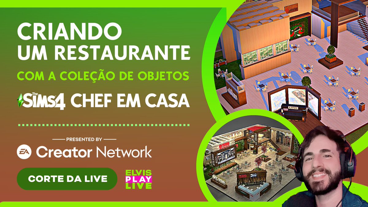 elvisplaylive's tweet photo. 🚨 VÍDEO NOVO no Youtube🚨
Criando um Restaurante com Barraca - The Sims 4 Chef em Casa #EACreatorNetwork 👨🍳👩🍳🔪🍕🥖🥙🍜🧁 (Parte 3) Objetos e Jogabilidade #TheSims4 #Sims4 #ChefEmCasa
❤️ Corte da Live do Dia 03/10/2023 ❤️
🔗 Link do Vídeo, segue o fio 🧶