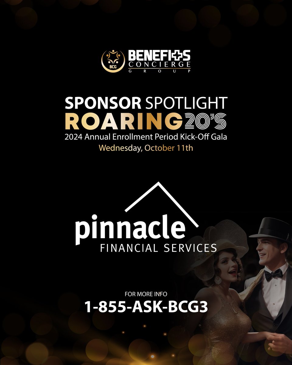 askbenefitscg's tweet photo. As BCG’s Licensed Agents prepare for the Medicare Annual Enrollment Period that begins on October 15th, BCG highlights PINNACLE who will join our Gala to kick-off the seasson in-style
#BCGroaring20s #gala #pinnacle #insurance #agents #sponsor #Spotlight #askBCG #info https://t.co/vjOPUsnYxw