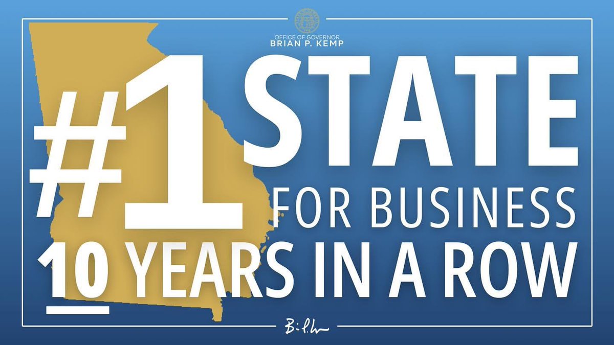 For the 10th straight year in a row, Georgia is the No. 1 State for Business in the country!
