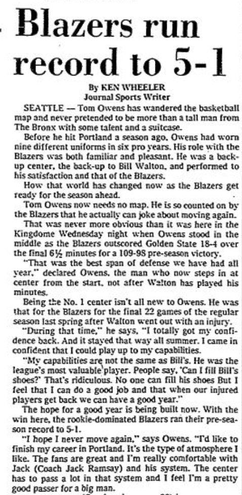 77Blazers's tweet photo. Oct 4 1978 - The 'Rookies' lead @trailblazers to a victory vs @warriors
@champagnennuts, #RonBrewer, #ClemonJohnson, #KimAnderson, #KeithHerron, #ClayJohnson, & #WillieSmith combined for 73 of 109 points.
#RipCity https://t.co/nVl5z8SN0a