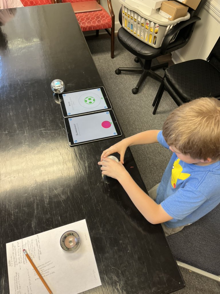 DCoaDLab's tweet photo. We had a great time yesterday working with students at Arts N Autism. They loved exploring with the Sphero Bolt robot and are eager to learn more! https://t.co/olMXQpdjiS