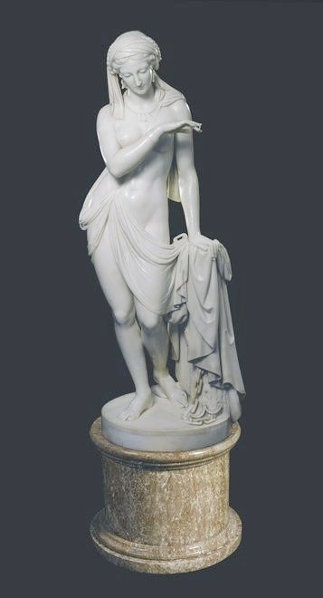 _rjardon's tweet photo. "The greek slave" by S. #Tadolini (1860) / marble #fineart https://t.co/dtDOdZFsSZ