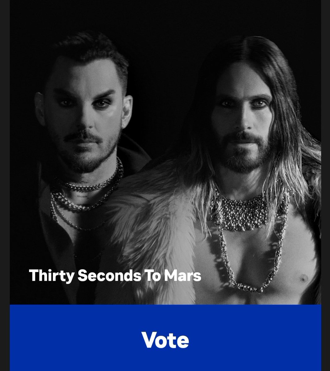 Marslove15's tweet photo. 🔊🔊 Let's go Echelon VOTE!!! 💥💥💥
#30secondstomars #BestAlternative 
#JaredLeto #ShannonLeto #EMAs 

https://t.co/FBoi1kCwJG https://t.co/jbi3iyFsG2
