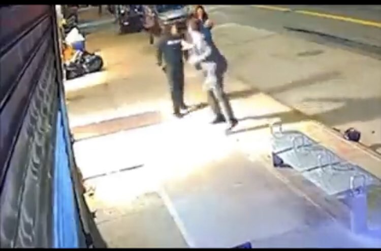 mrdingham's tweet photo. @njhochman No he didn’t. As some as the guy lashes out it does the complete opposite. Even when he appears to step in front it looks like it’s more to do with the fact that’s opposite angle the guy approaches.

We was stupid to engage in the first place putting both of them in danger. https://t.co/D0ILgwXKnK