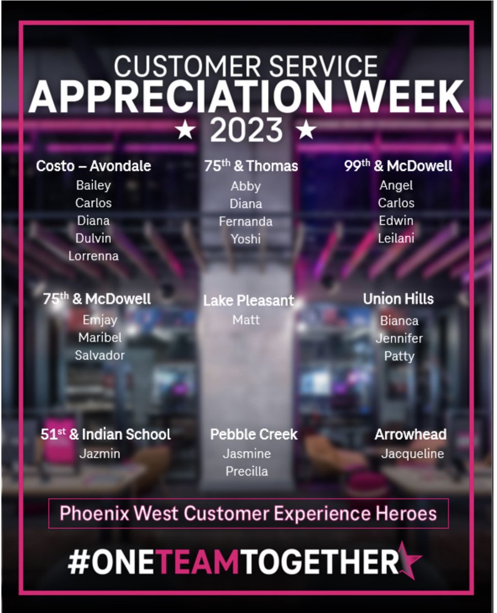 Larry_Stetz's tweet image. #CreateHappyCustomers is at the core of the Magenta brand, and no group embodies that more than these Mobile Experts. Their customers resoundingly tell us these employees routinely go above &amp;amp; beyond! Thank you, Squad! 🙏🙏🙏#customerserviceappreciationweek 
@ScottMcCarthyAZ