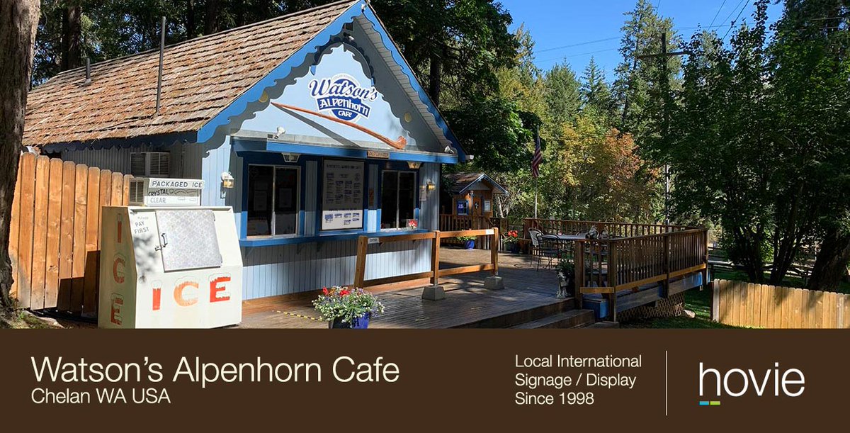 Logo, brand, and signage design for the historic Watson's Alpenhorn Cafe. #logodesign #branddesign #signdesign #cafedesign #restaurantdesign #hovie