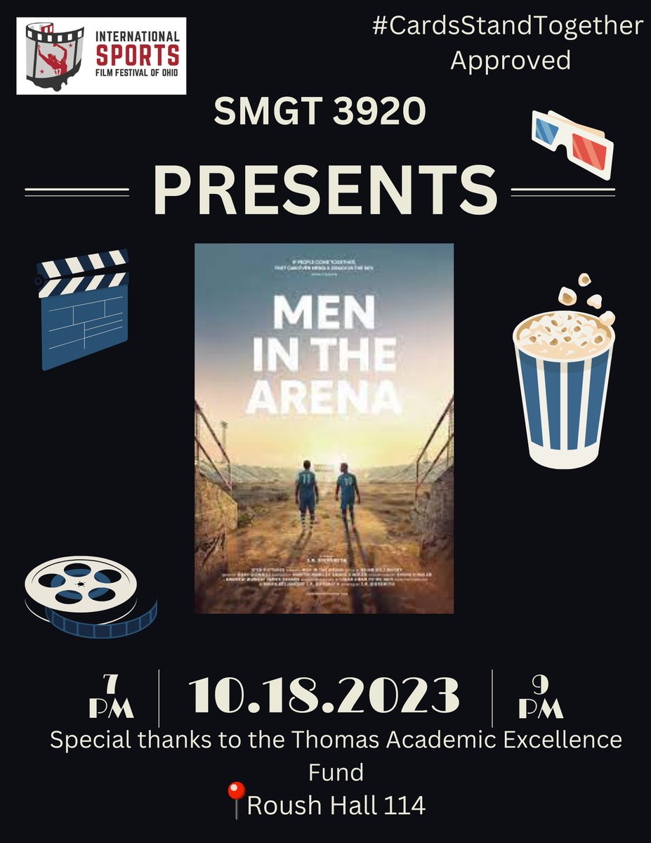 ISFFOtterbein's tweet photo. Have you been looking for a #CardsStandTogether event? 
Well look no further...

Grab your running shoes and race on over, for a special showing of "Men In The Arena", starting at 7PM, on October 18th. 

Follow for more information and creative content, leading up to the event! https://t.co/fKO6lYFwGE