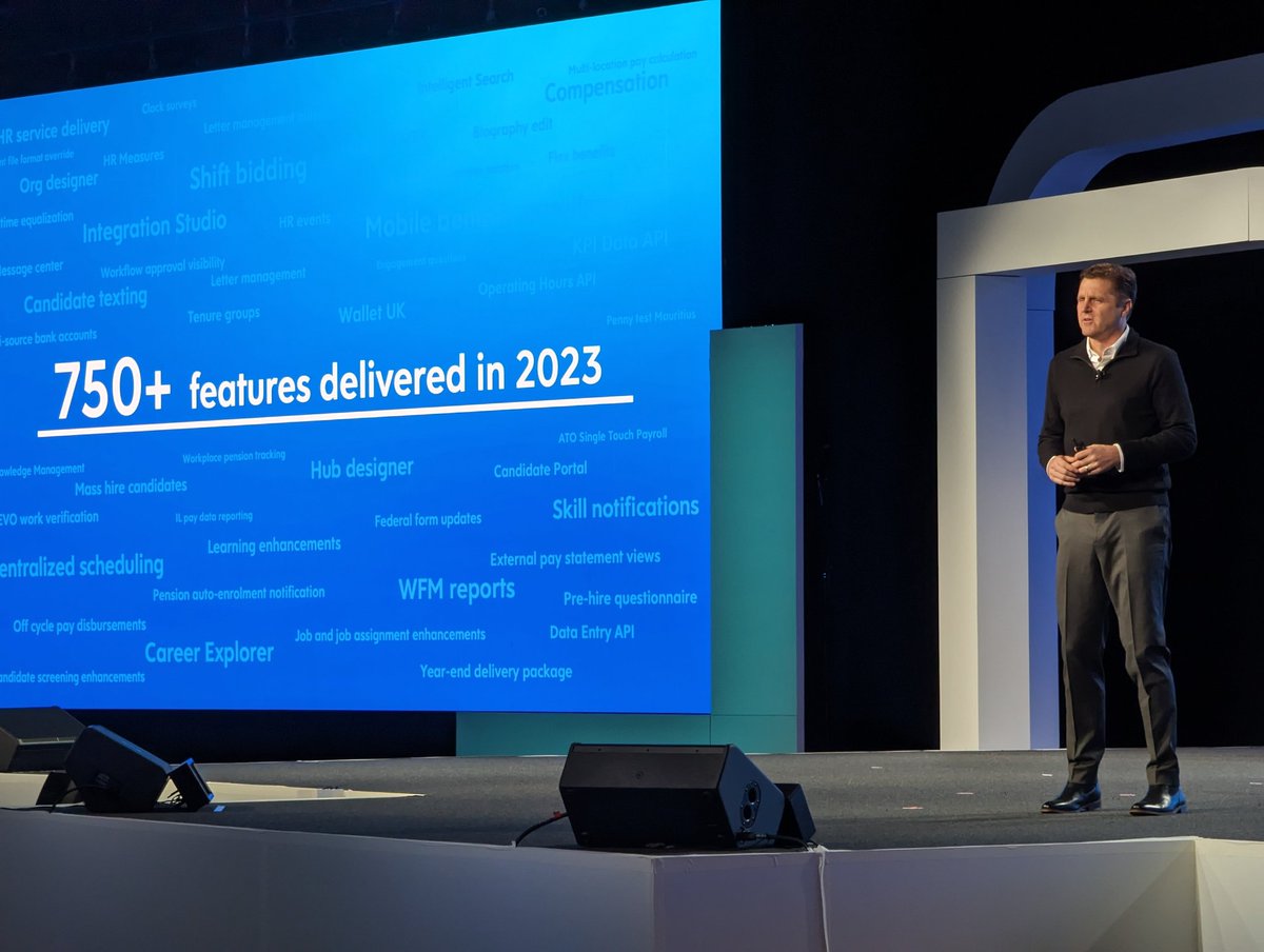 holgermu's tweet photo. And @JoeKorngiebel shares that @Ceridian has shipped over 2 features per day in the last year. #Insights2023 https://t.co/eN4ckFmGbt