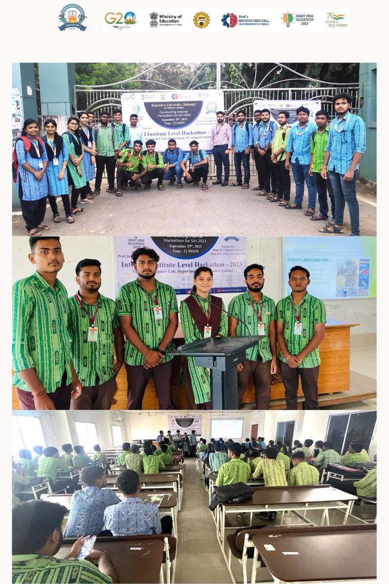 Rajendra University, Prajna Vihar, Balangir hosted the "Internal Smart India Hackathon-23" in preparation for Smart India Hackathon 2023 on September 29, 2023.
#Rajendra_University_hackathon
#sih2023 #smartindiahackathon2023
#InnovationForIndia #InnovationCell #AICTE #G20Summit
