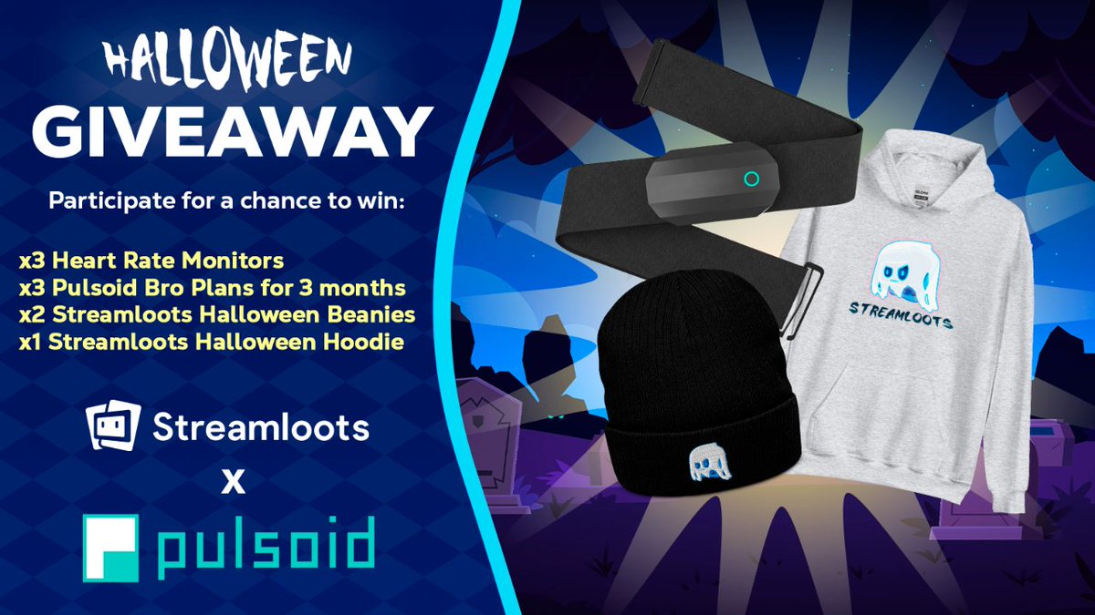 streamloots's tweet photo. 🎃 HALLOWEEN GIVEAWAY 👻

Enter for a chance to win Heart Rate Monitors, Pulsoid BRO Plans and Streamloots Halloween merch!

1️⃣ Follow @Pulsoid_app and @Streamloots
2️⃣ RT this tweet
3️⃣ Tell us which games you're going to play on Halloween!

Participate until October 10 📅 https://t.co/8ZgvSbXazR