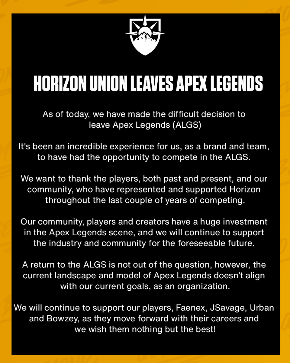 An update on Horizon Apex Legends.

Thank you for all of your support. ☀️