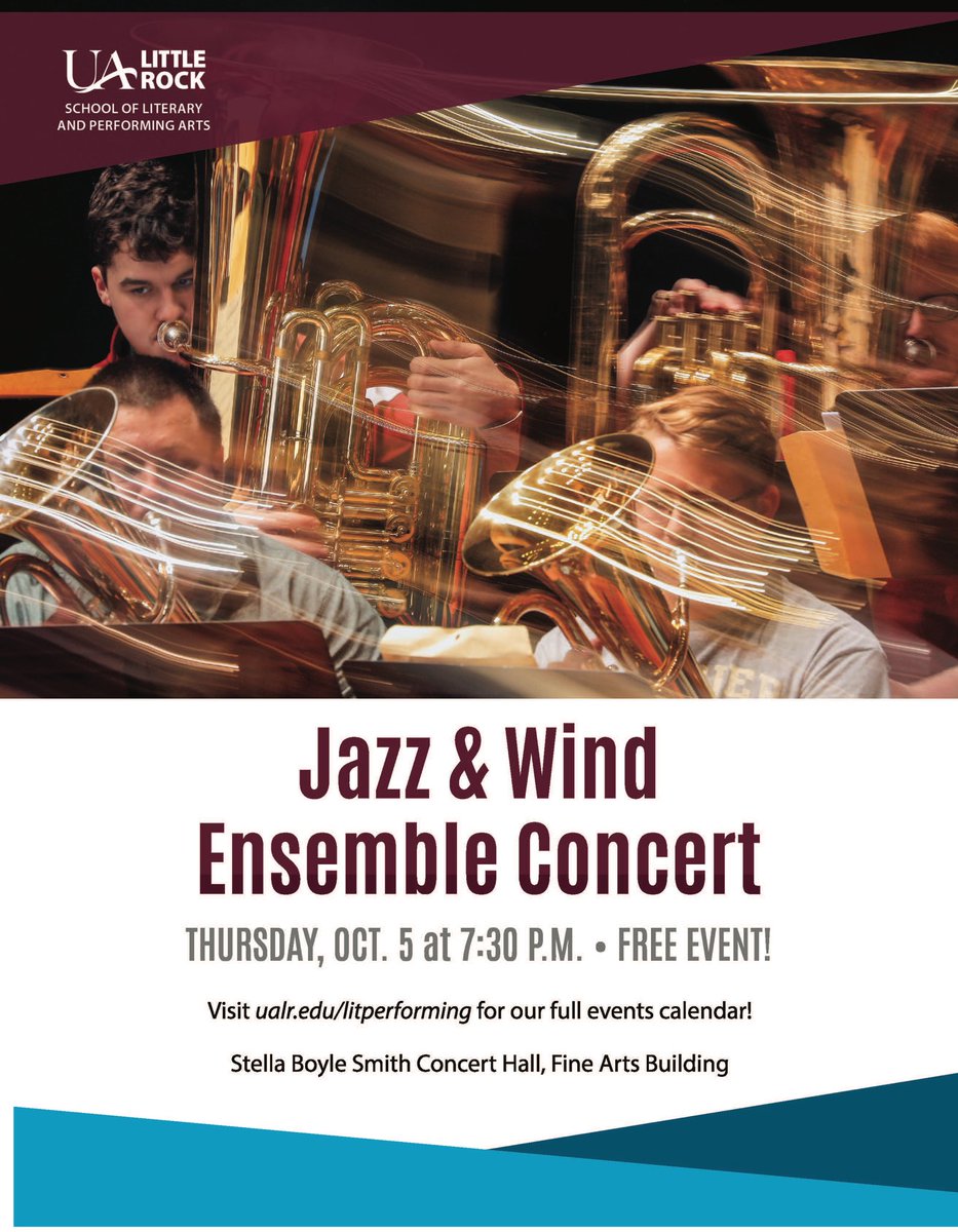 The first Jazz &amp; Wind Ensemble Concert of the semester is tomorrow at 7:30 p.m. in the Stella Boyle Smith Concert Hall! We hope to see you there!