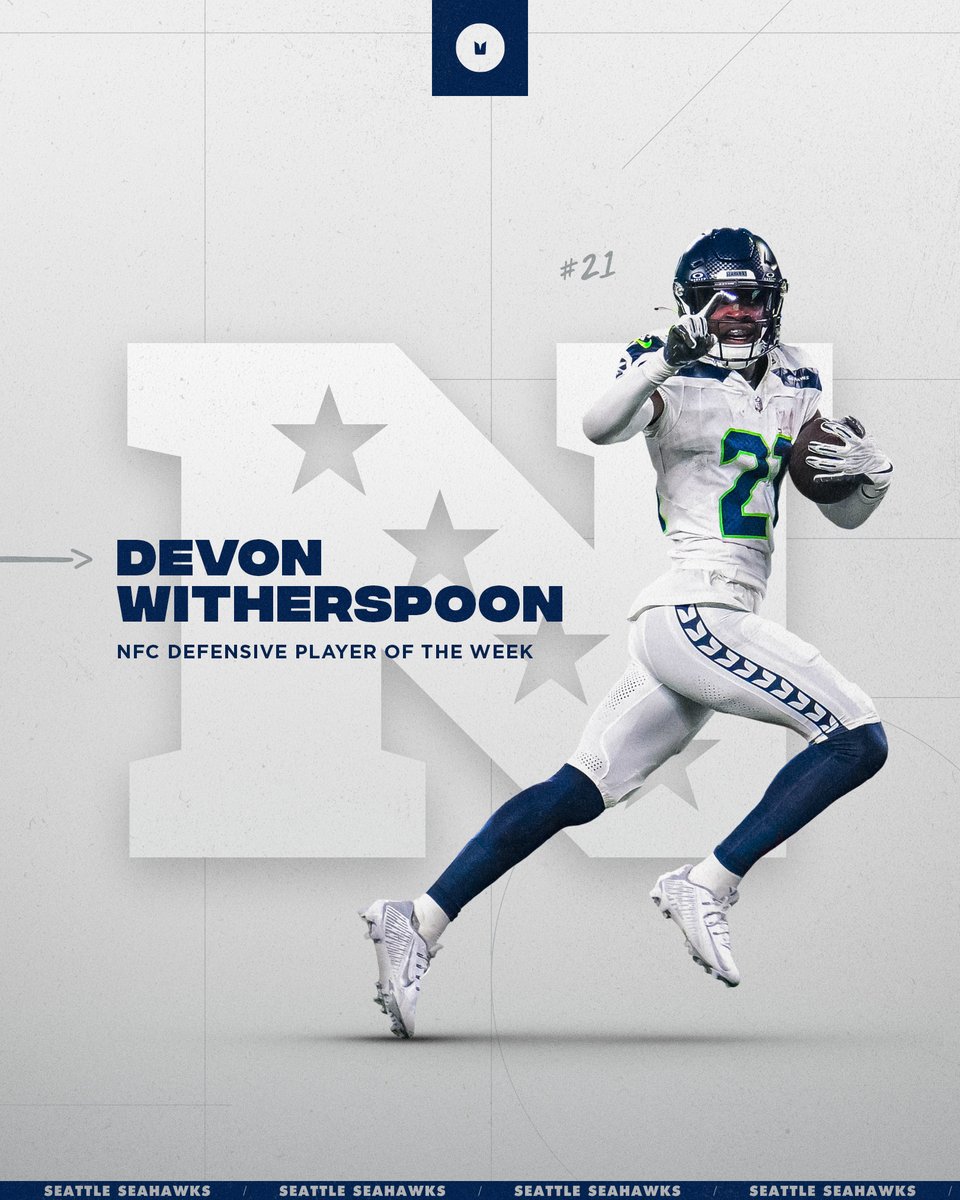 Seahawks's tweet photo. A legendary week for our rookie. 

Congrats, @DevonWitherspo1! 🎉 https://t.co/zoYvvcaLfD