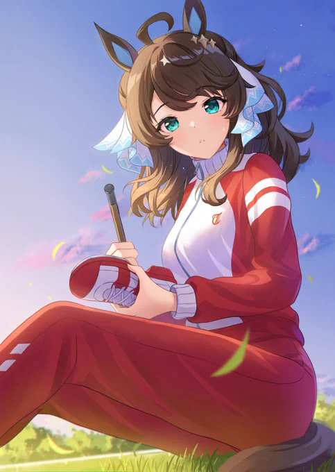 トレセン学園ジャージ姿のデアリングタクトちゃん  (声優さんも決まっていて、1話から登場...ついにウマ娘3期内で喋る姿が見られますよね!?)  #ウマ娘
