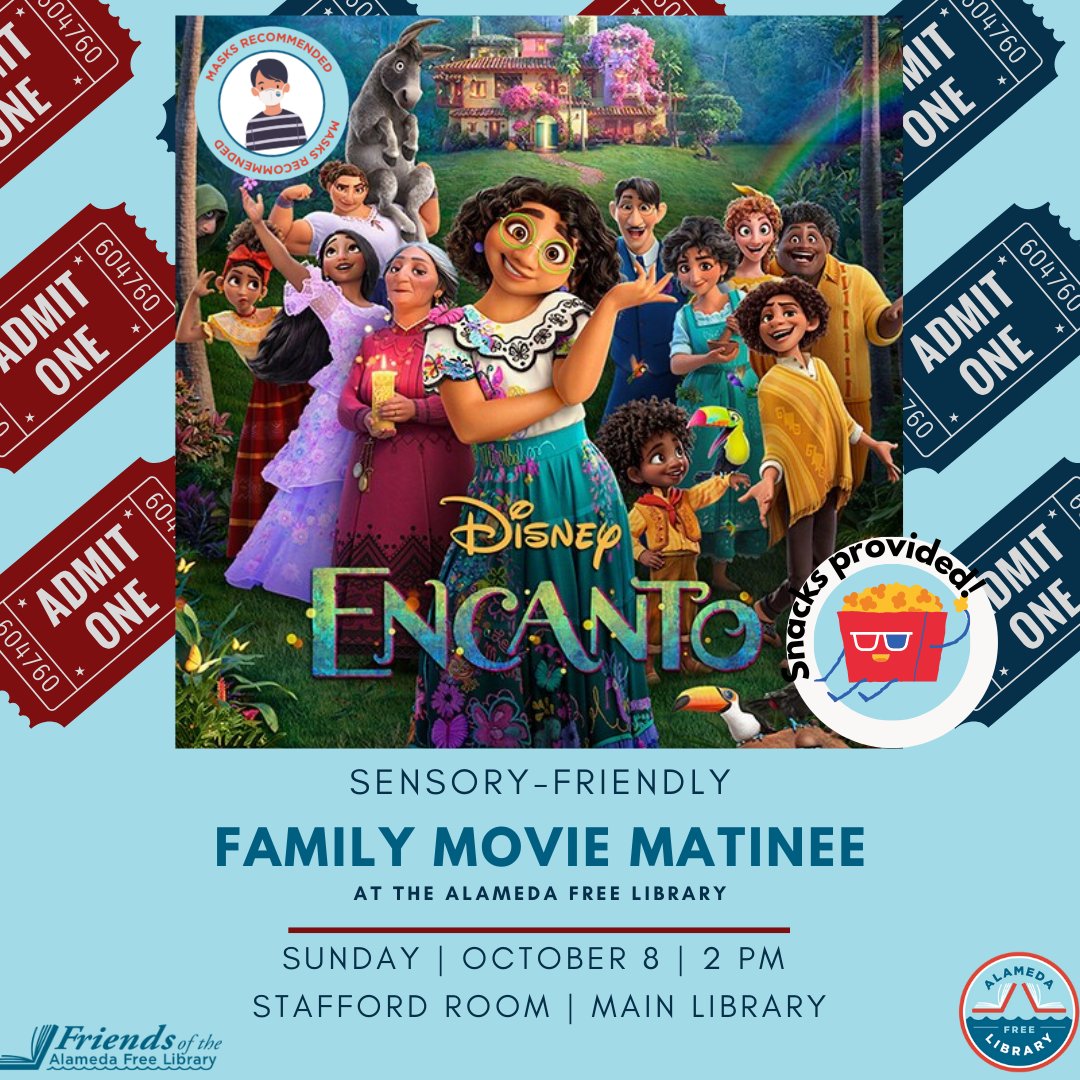 Celebrate Latine/Hispanic Heritage month with a sensory-friendly movie matinee Sunday October 8th @ 2PM in the Stafford Room at the Main Library. Wondering what you can expect from a sensory-friendly movie event? Check out the event calendar for more details!