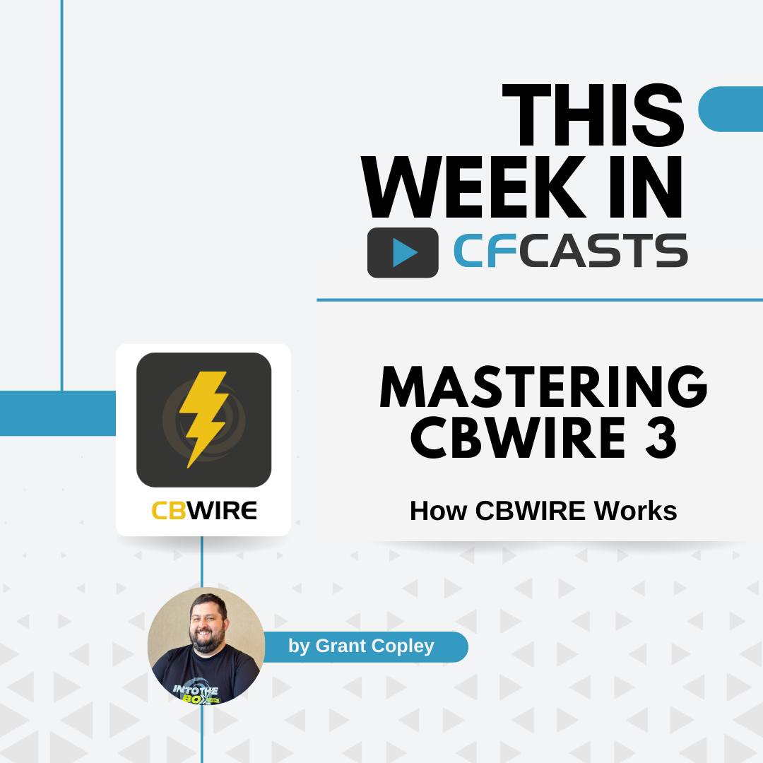 ortussolutions's tweet photo. Major revelation! 🚀
Join us in our "Mastering CBWIRE 3" by @GrantCopley Video Series on #CFCasts!
Discover the magic behind #CBWIRE as we delve into its inner workings, simplifying the development of reactive, SPA-like applications.
https://t.co/qvM6CTDX6Q
#CFML https://t.co/RBWh04fdML