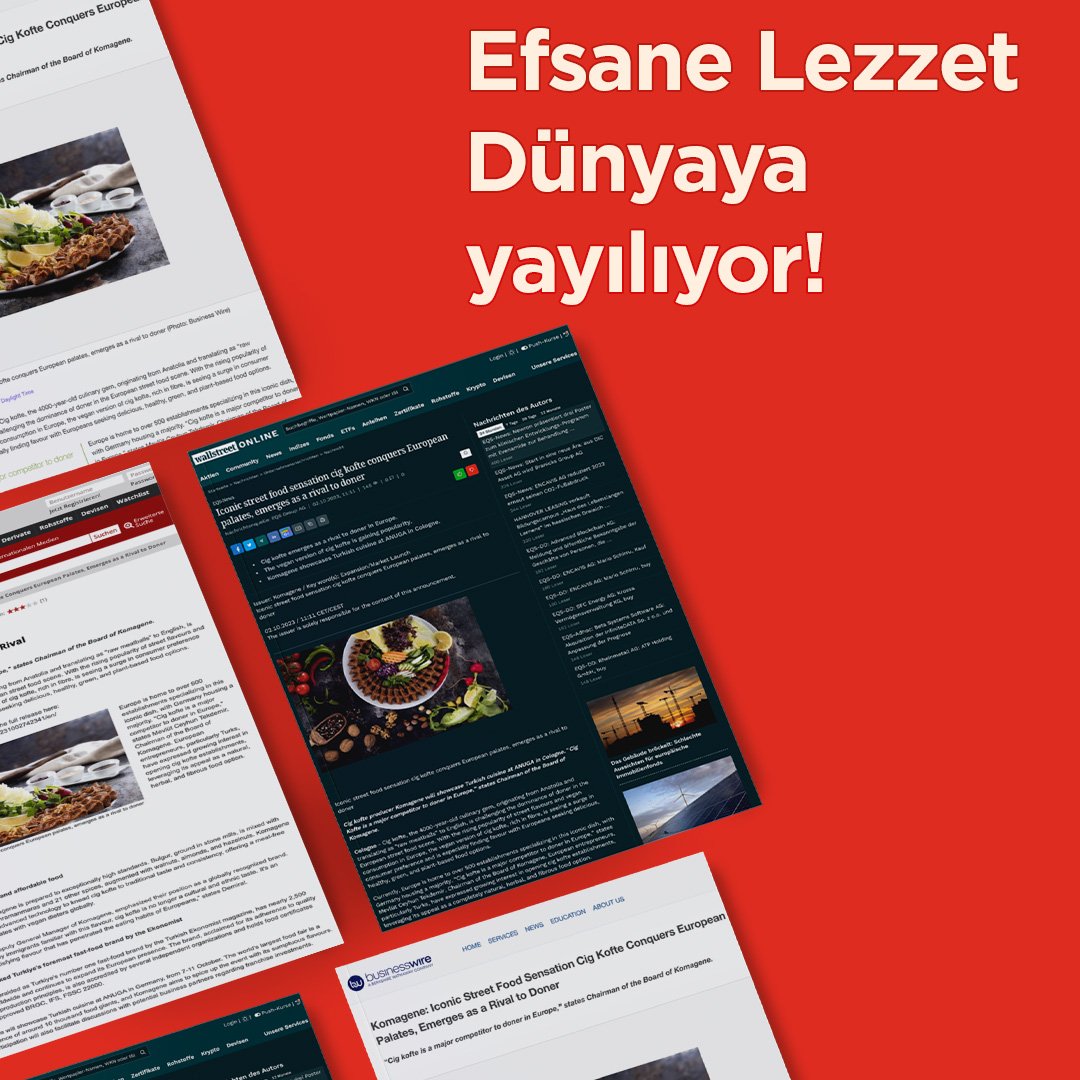 Dünyanın en önemli iki haber ajansı AFP ve APNEWS’in Almanca, Fransızca ve İngilizce olarak abonelerine servis ettiği “Komagene’nin İkonik Sokak Lezzeti Çiğ Köfte Avrupa Damaklarını Fethediyor” başlıklı haberi; tüm Avrupa’da yüzlerce ünlü haber portalı tarafından yayınlandı.
