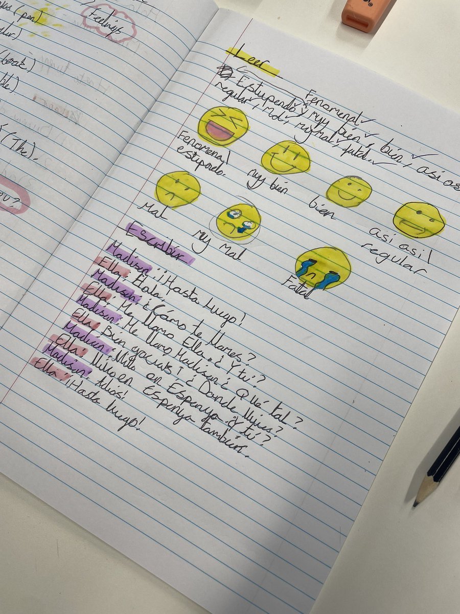 Year 7 have been learning about their emotions in Spanish and having mini conversations - if you see a Year 7, why not ask them '¿Cómo estás?'