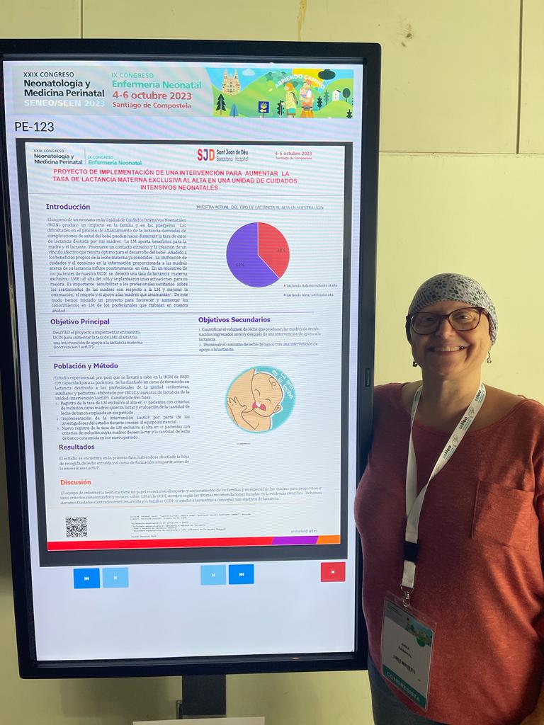 Silvianeonatos's tweet photo. ➡️ La enfermera de Neonatología de @SJDbarcelona_ca Anna Rabanal participa con un póster sobre nuestro próximo proyecto: Implementación de una intervención para el aumento de la tasa de lactancia materna exclusiva en neonatos. 📝 🤱
#seneo2023 https://t.co/teYb5JhbuN