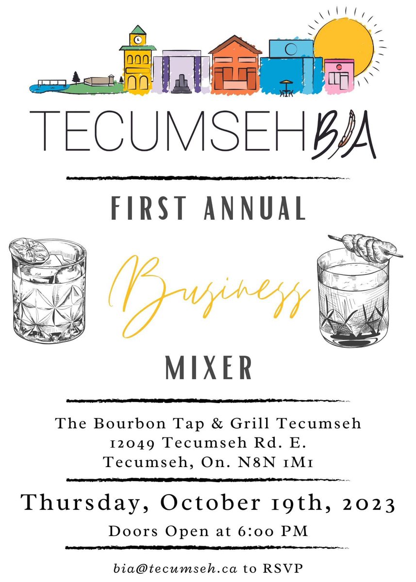 ⚠️REMINDER:

RSVP to bia@tecumseh.ca by Thursday, October 5th, 2023. 🎉

#TecumsehProud 🪶

<a href="/TownofTecumseh/">Town of Tecumseh</a>