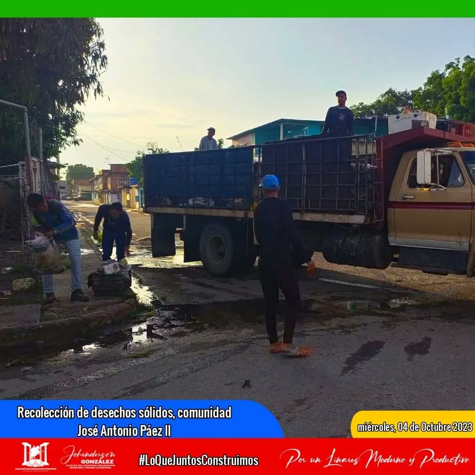 #4Oct | Cumpliendo instrucciones de nuestro Alcalde Ing @JohendersonMrt, las rutas de recolección de desechos sólidos de <a href="/sapmidsfla_/">sapmidsfla_</a> se encuentran desplegados por todo el Municipio Francisco Linares Alcántara.
#SomosMayoríaDePaz