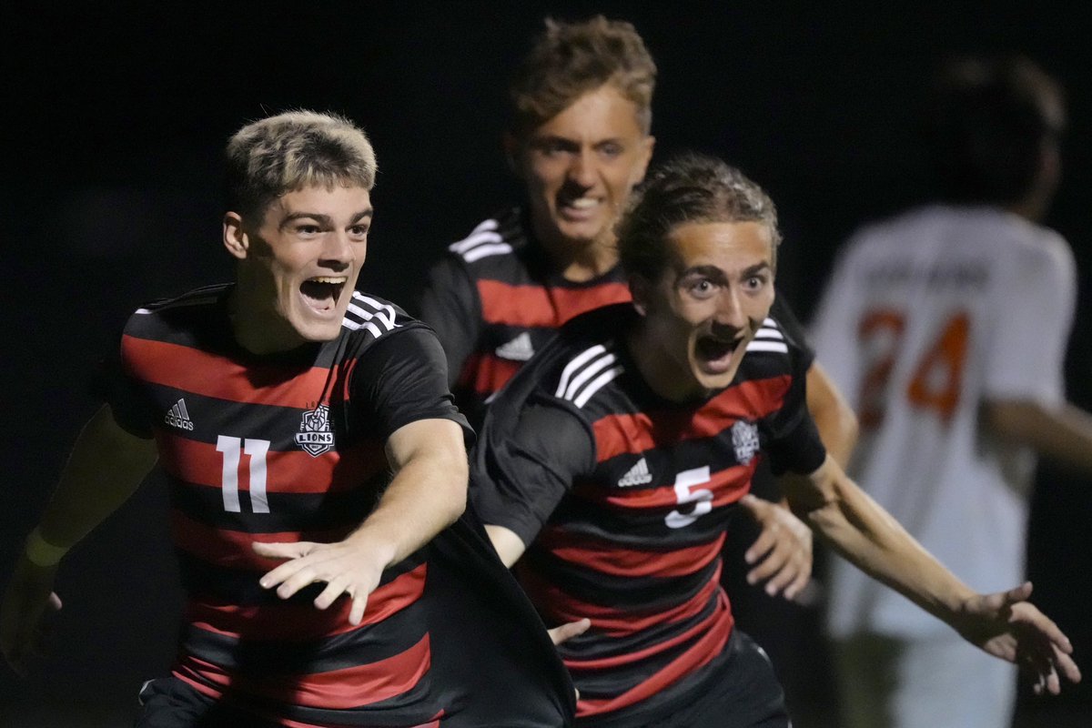 LHS_lionssoccer's tweet photo. Pure Joy!  13 seconds left with the goal that secured the game.  Jerrod Nichols!  Teammates supporting each other.  Students coming out to support their fellow peers.  We appreciate you so much.  Let’s continue to show how respectful Chesty Lions are. Photo Credit: Orlin Wagner https://t.co/NhStXCkbdi