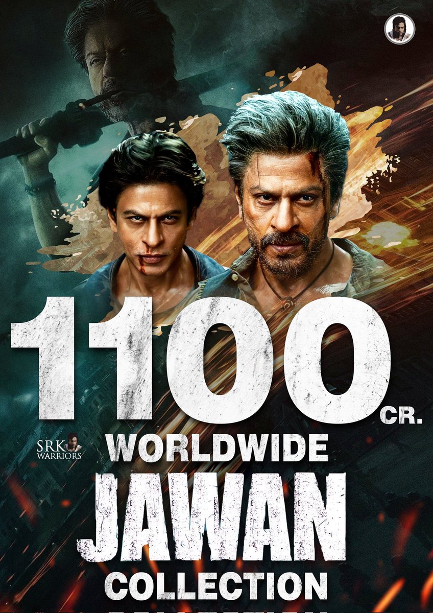 Dilesh_SRK's tweet photo. #Jawan has rewritten the box office history and set new industry benchmarks 💥🔥
#Jawan - ₹𝟏𝟏𝟎𝟎𝐂𝐫*
#Pathaan - ₹𝟏𝟎𝟓𝟎𝐂𝐫
Total - ₹𝟐𝟏𝟓𝟎𝐂𝐫*
#ShahRukhKhan𓀠
#JawanCreatesHistory #JawanEvent
#Jawan1000crWorldwide #SRK #ShahRukhKhan https://t.co/Rkbh4uX8RJ