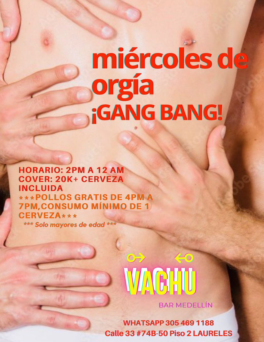 VachuBar's tweet photo. Miércoles de Gang Bang 💥 en Vachu
¡Donde caben dos, caben tres, cuatro y hasta más! 🍆🍑🍆
⏰Horario: 2pm a 12 am
🎟️Cover: 20k + cerveza incluida
***Pollos GRATIS de 4pm a 7pm***
📍Calle 33 #74B-50 Piso 2 (Rompoy de Bulerías)
☎️ 3054691188
***consumo mínimo de 1 cerveza*** https://t.co/iARFXtlPdL