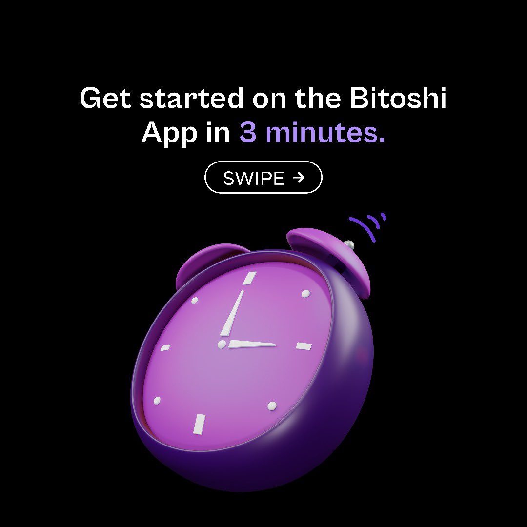 Bitoshiafrica's tweet photo. Have you installed the app but you are stalling to set it up? 

All it takes is 3 minutes, but don’t just take our word for it, download the Bitoshi app now and follow these steps

#bitcoin #bitoshi #cryptocurrency #bitcoinapp https://t.co/sIGXify68k