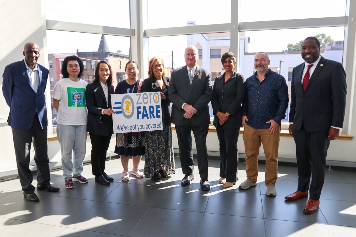 PhillyMayor's tweet photo. We’re making exciting progress on the City’s new Zero Fare pilot program! The first 1,000 selected participants already show early use of this new benefit.

By the end of 2023, we plan to have automatically enrolled 25,000 residents with low incomes for free SEPTA transit. https://t.co/JNopCO4Hm2