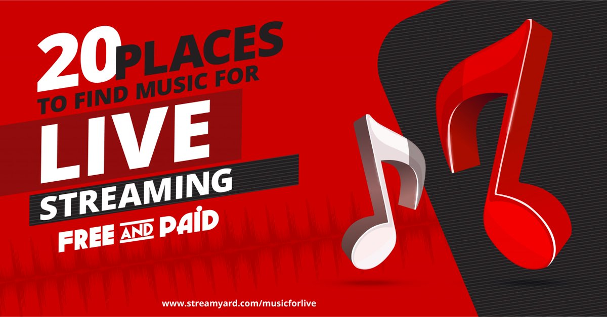 Want to use music when #livestreaming?
Here are 20+ places to use for both #free and paid music for #FacebookLive. #YouTubeLive and more, according to <a href="/streamyardapp/">StreamYard #TheYard</a>.

#LivestreamingTips bit.ly/39EfCUv